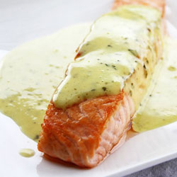 Grilled Salmon with Mustard Sauce